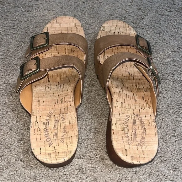 Kork-Ease Saffron Slide Leather‎ Sandal Cork Woodgrain Brown Terra 8 - Picture 3 of 8